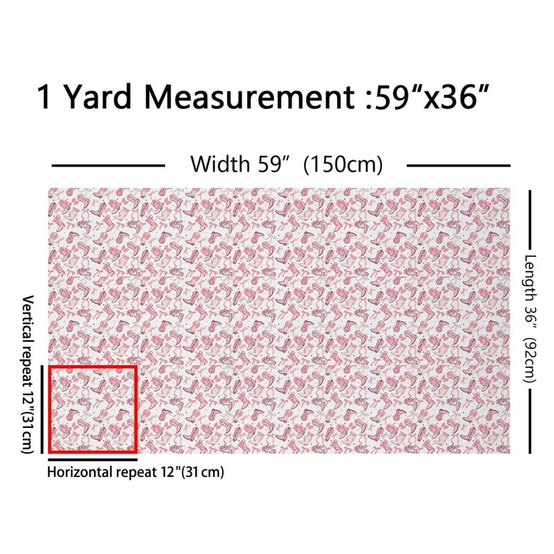 Man Fei Cowgirl Decorative Fabric by The Yard,Western Cowboy Boots Pink Bowknot Fabric for Upholstery and Home DIY Projects,Dreamy Fairy Tale Princess Starry Pink White Outdoor Fabric,1 Yard 36"" L x 59"" W - Image 2